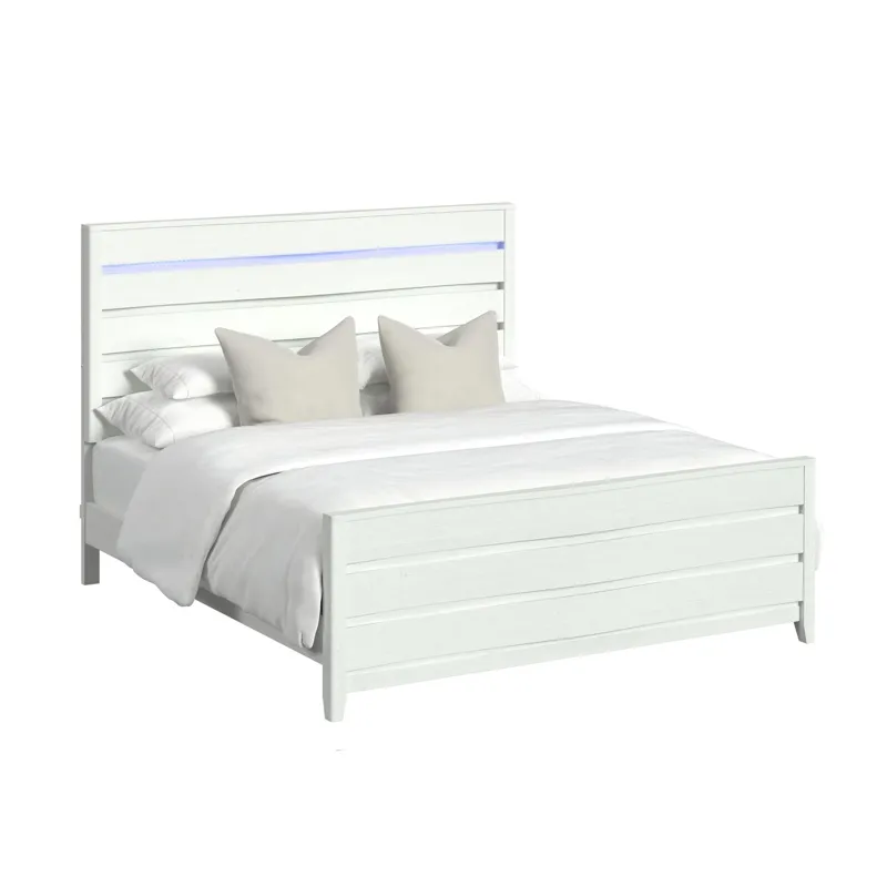 Tobias King Bed with LED in White