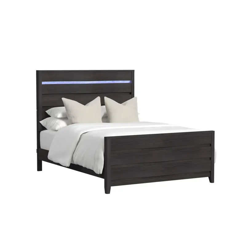 Tobias Queen Bed with LED in Black