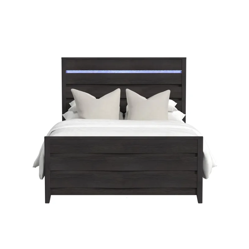 Tobias Queen Bed with LED in Black