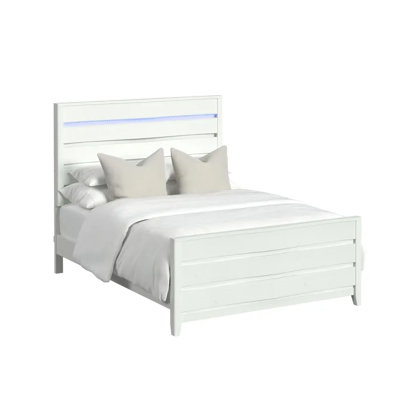 Tobias Queen Bed with LED in White