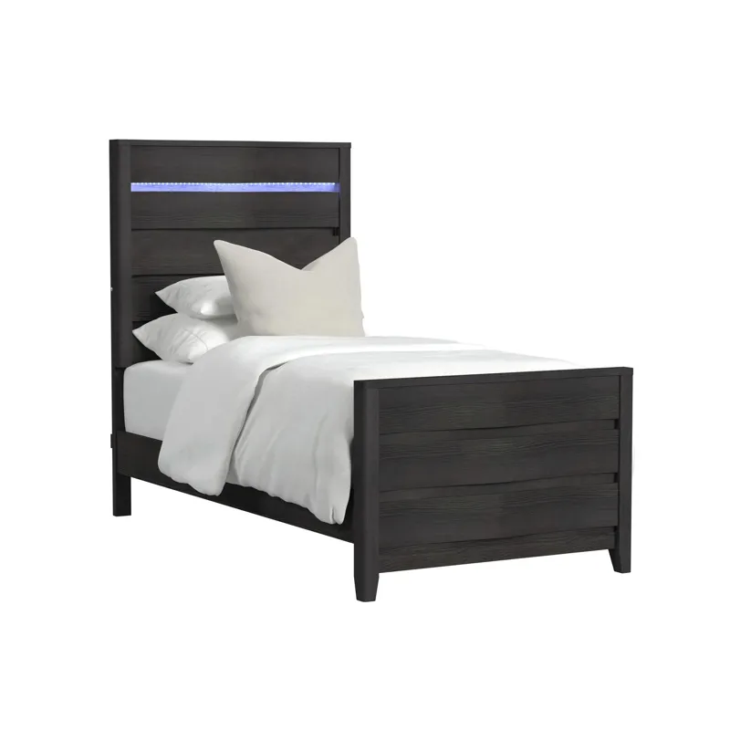 Tobias Twin Bed with LED in Black