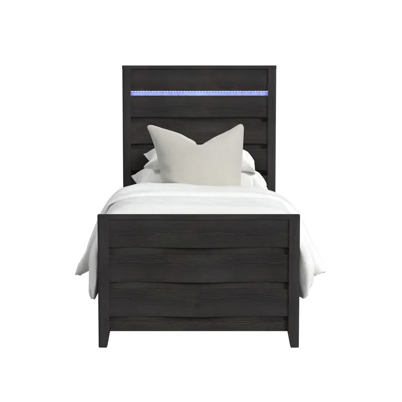 Tobias Twin Bed with LED in Black