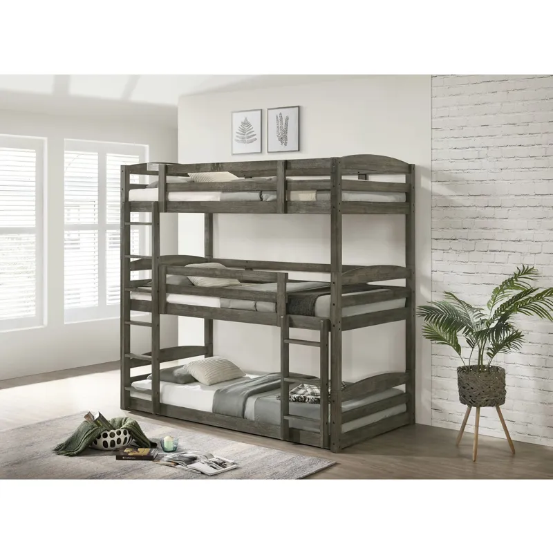 Trey Triple Twin Bunk in Grey Wire Brushed