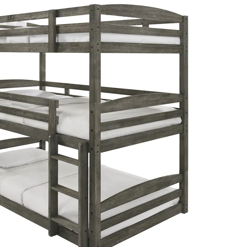 Trey Triple Twin Bunk in Grey Wire Brushed