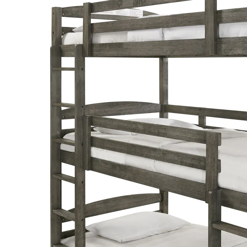 Trey Triple Twin Bunk in Grey Wire Brushed
