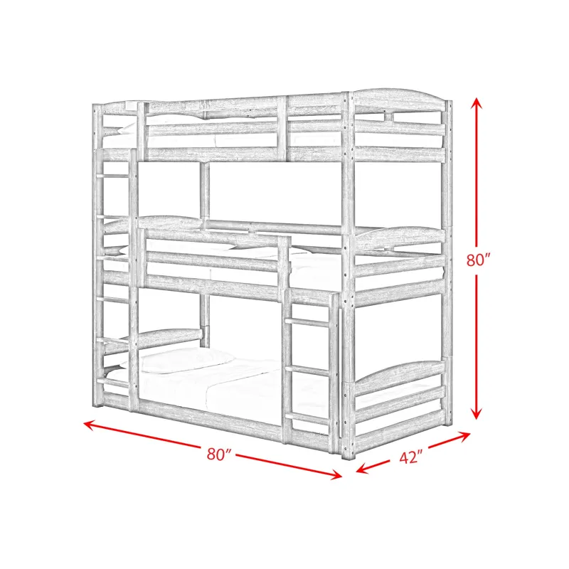 Trey Triple Twin Bunk in Grey Wire Brushed