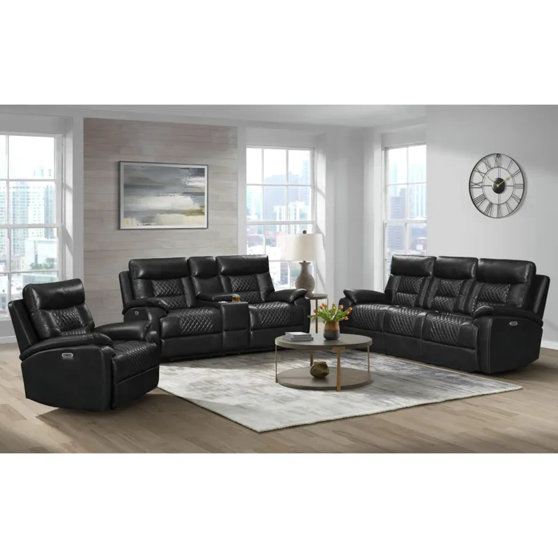 Trinidad Power Motion Sofa with Power Headrest in Pebble Black