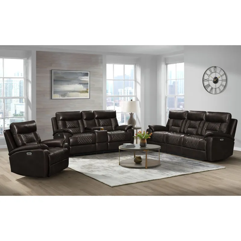 Trinidad Power Motion Loveseat with Console in Pebble Brown