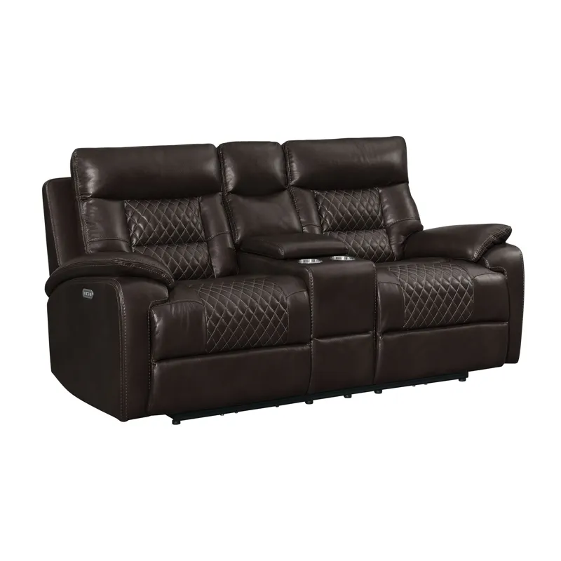 Trinidad Power Motion Loveseat with Console in Pebble Brown
