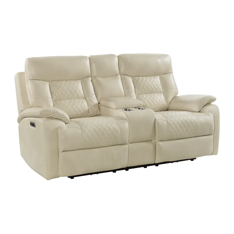 Trinidad Power Motion Loveseat with Power Motion Head Recliner & Console in Pebble Cream