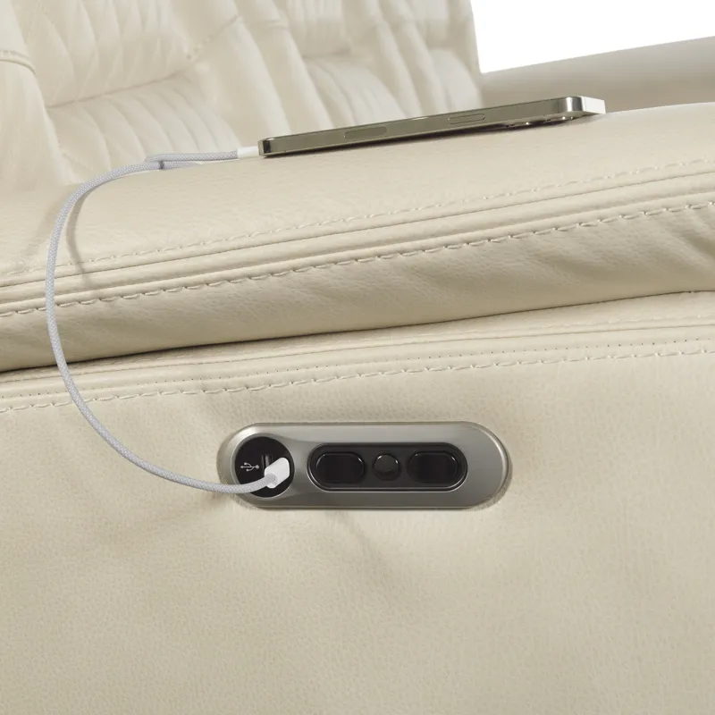 Trinidad Power Motion Loveseat with Power Motion Head Recliner & Console in Pebble Cream