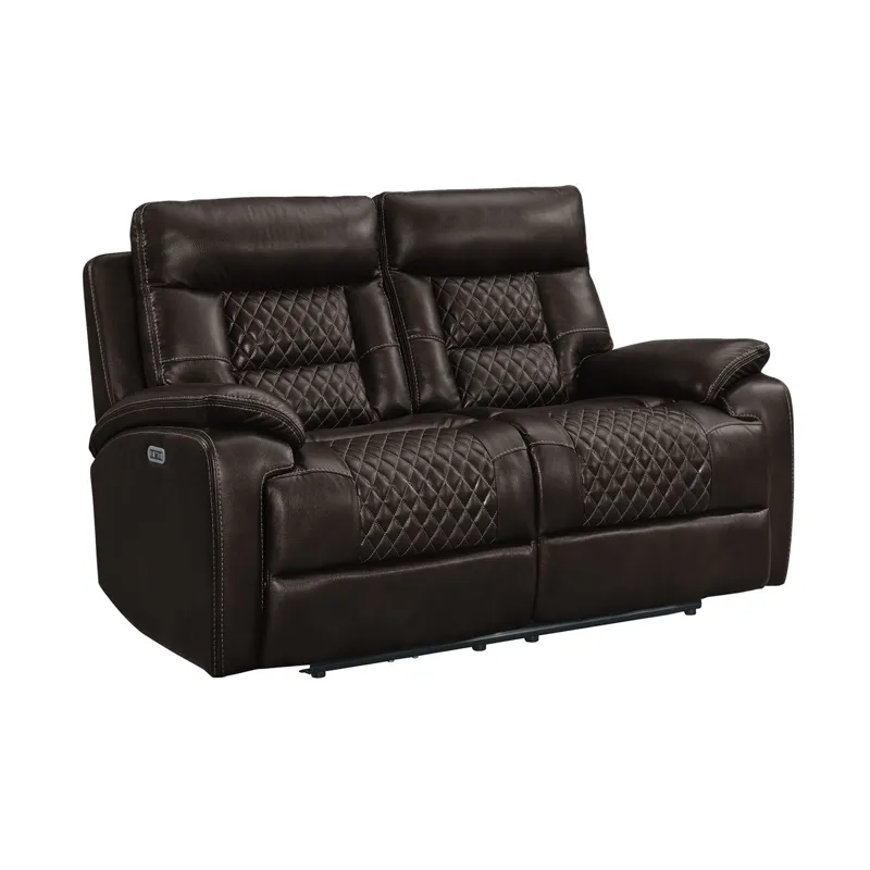 Trinidad Power Motion Loveseat with Power Motion Head Recliner in Pebble Brown