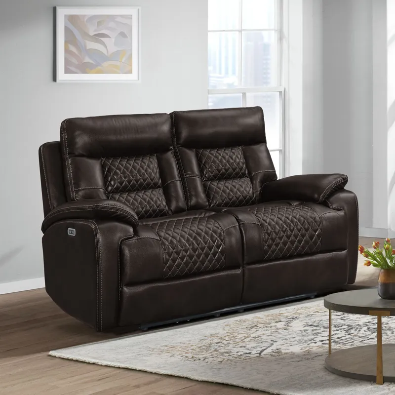 Trinidad Power Motion Loveseat with Power Motion Head Recliner in Pebble Brown