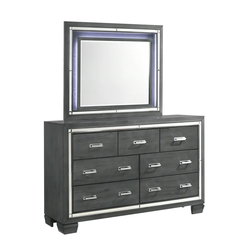 Titanium 7-Drawer Dresser w/ Mirror Set