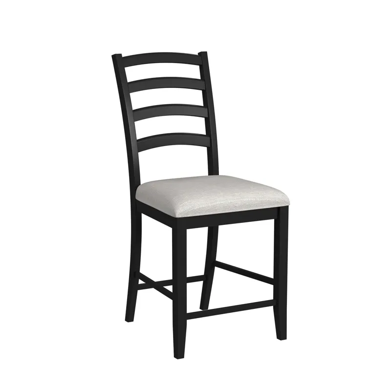 Tulane 5pc Counter Table & 4 Counter Chairs with Beige Fabric in Oak & Black