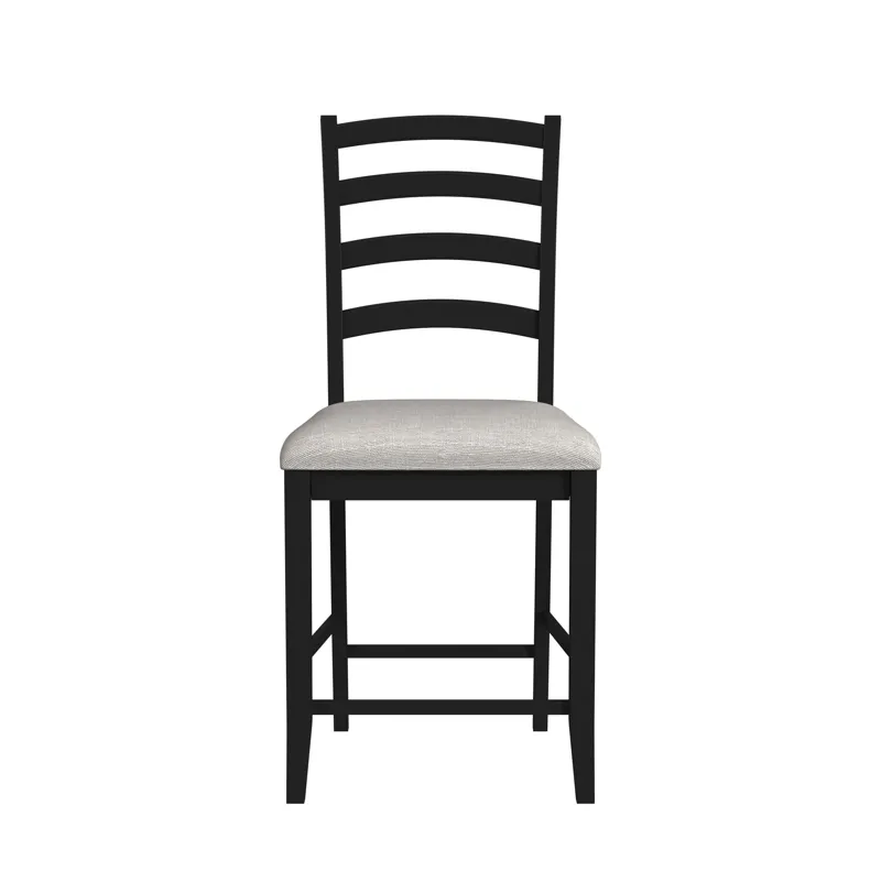Tulane 5pc Counter Table & 4 Counter Chairs with Beige Fabric in Oak & Black