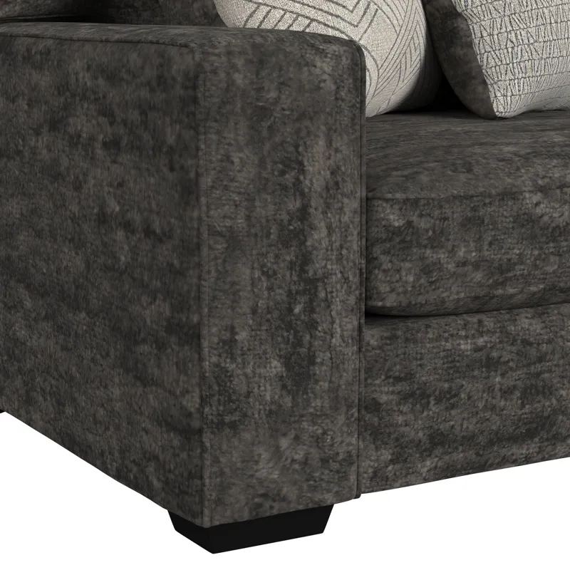 Tully Loveseat in Galactic Charcoal with 4 Pillows