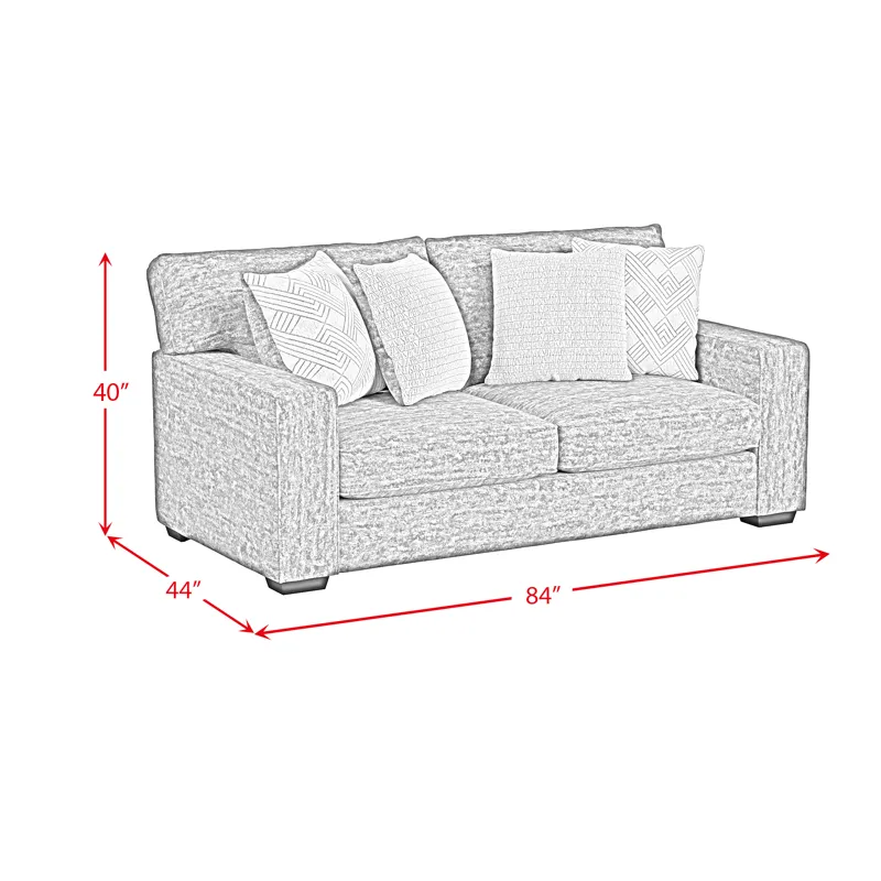 Tully Loveseat in Galactic Parchment with 4 Pillows