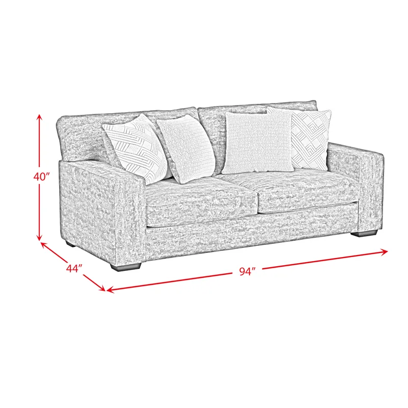 Tully Sofa in Galactic Charcoal with 4 Pillows