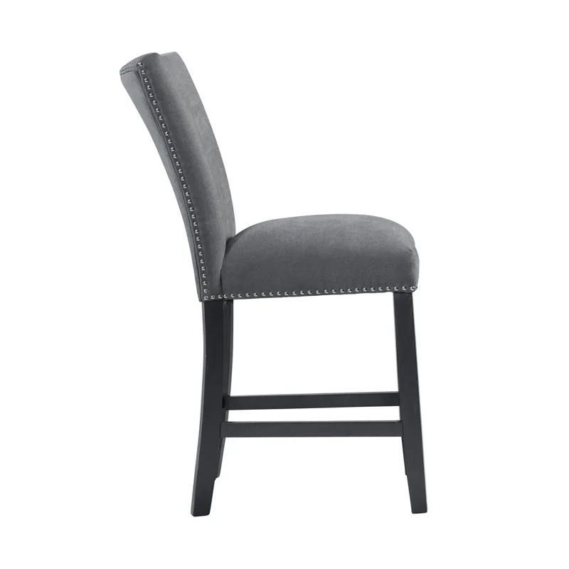 Tuscany Counter Linen Nailhead Side Chair (2 Per Pack) - Charcoal
