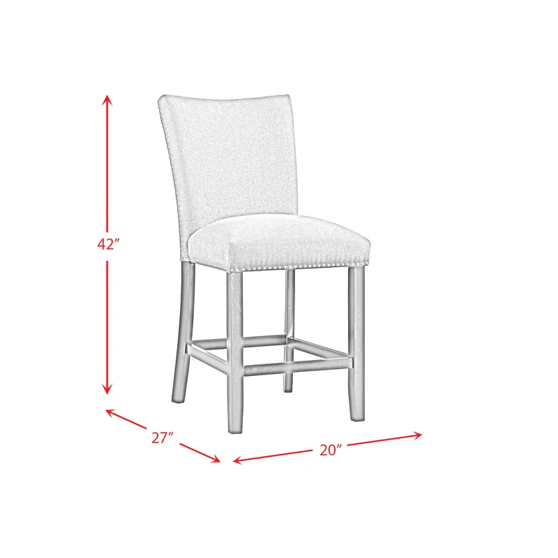 Tuscany Counter Linen Nailhead Side Chair (2 Per Pack) - Charcoal