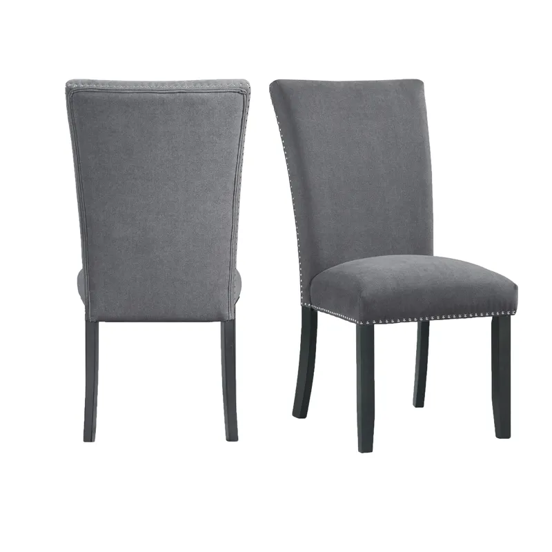 Tuscany Dining Linen Nailhead Side Chair (2 Per Pack) - Charcoal