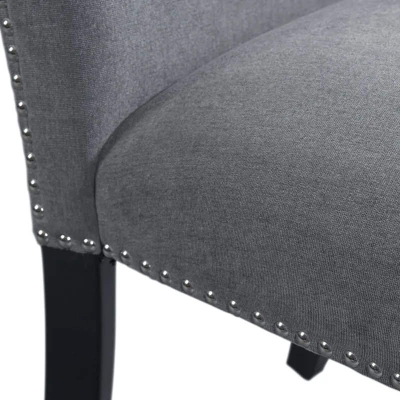 Tuscany Dining Linen Nailhead Side Chair (2 Per Pack) - Charcoal