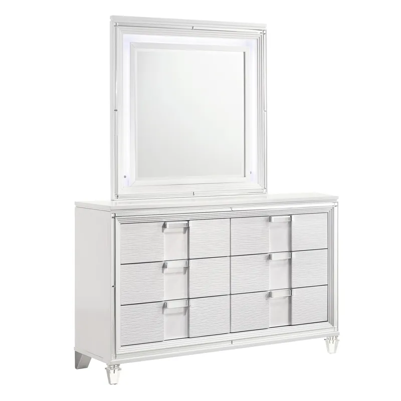 Twenty Nine Youth Dresser & Mirror Set White