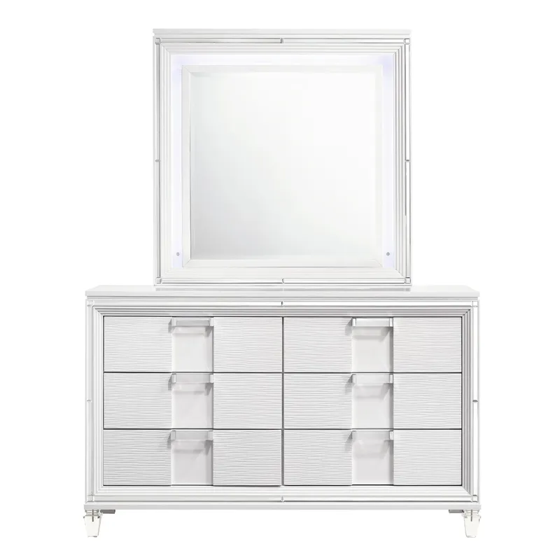 Twenty Nine Youth Dresser & Mirror Set White