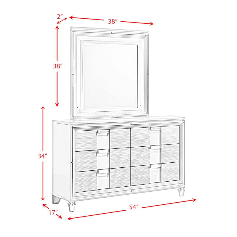 Twenty Nine Youth Dresser & Mirror Set White