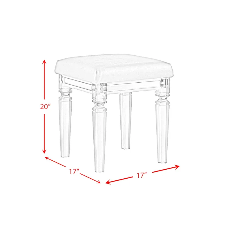 Twenty Nine Dressing Stool W/Acrylic Leg White