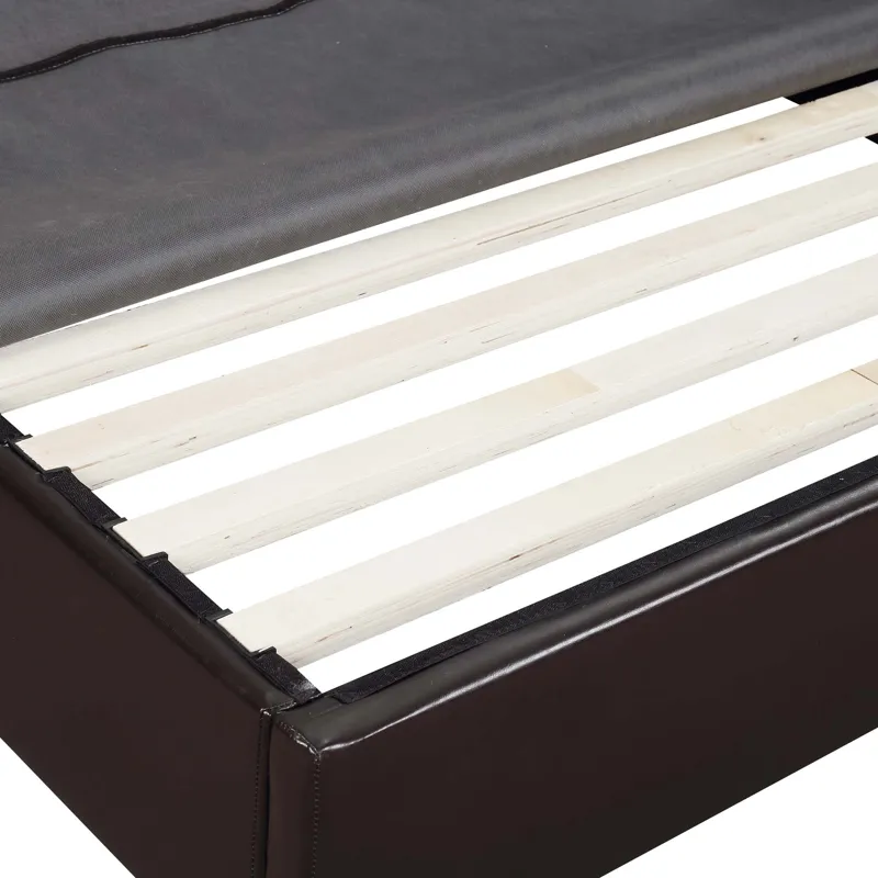 Abby Platform Full Base Bed Brown PU (3A Packing)