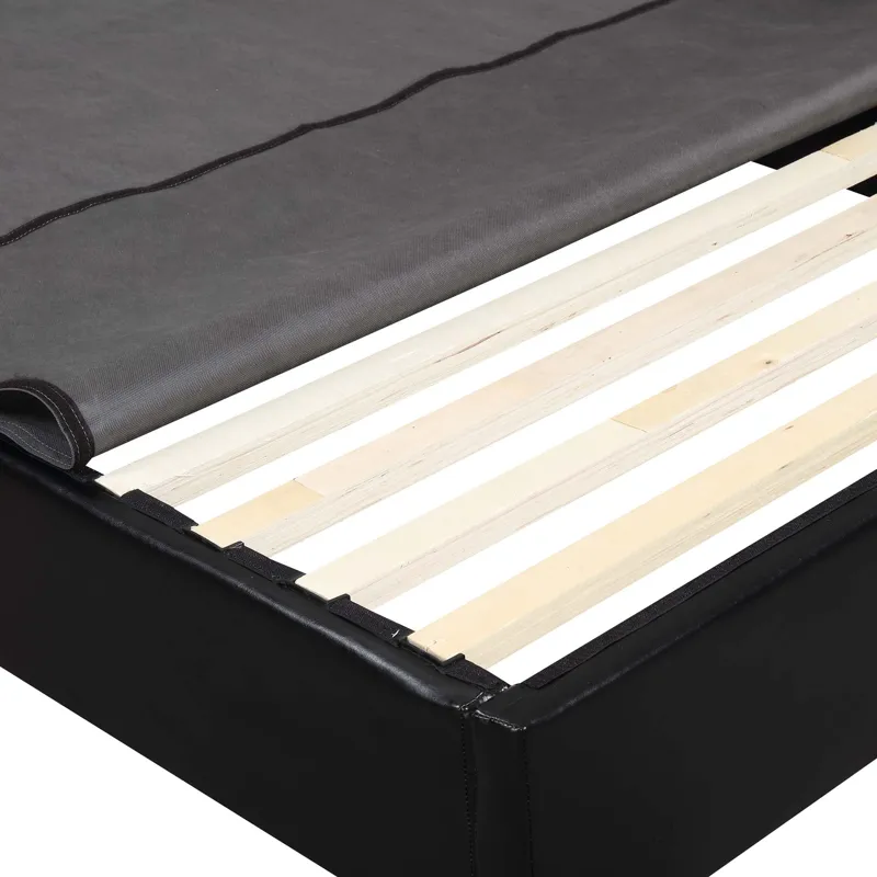 Abby Platform Twin Base Bed Black PU (3A Packing)