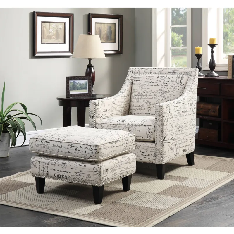 Erica 497 Ottoman W/Chrome Nail French Script (ISTA 3)