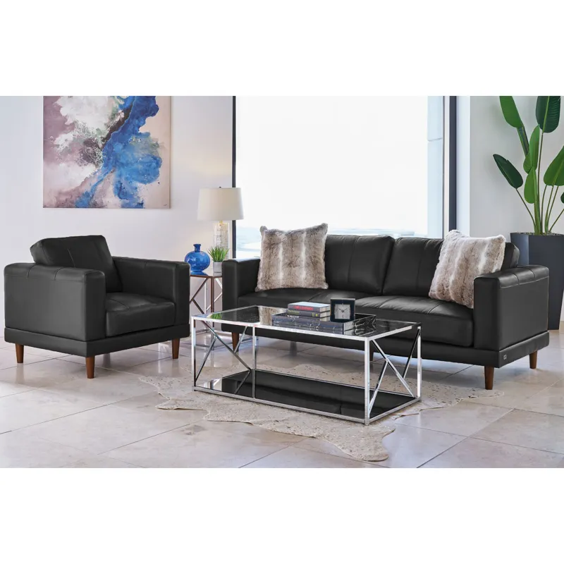 Hampton Sofa in Fiero Charcoal (Top Grain / PVC)