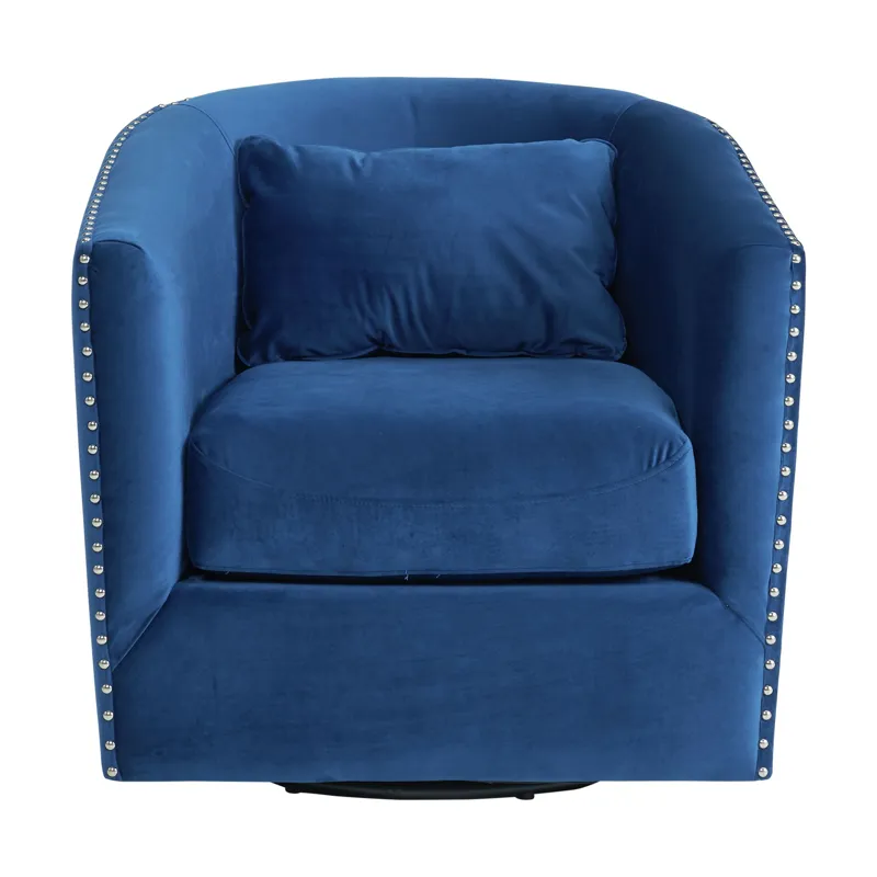 Stanton Swivel Chair In Mercer  Navy W/nails (ISTA 3)