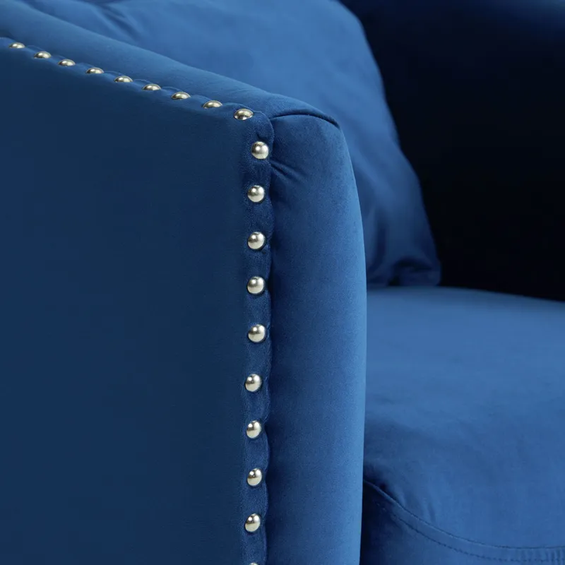 Stanton Swivel Chair In Mercer  Navy W/nails (ISTA 3)