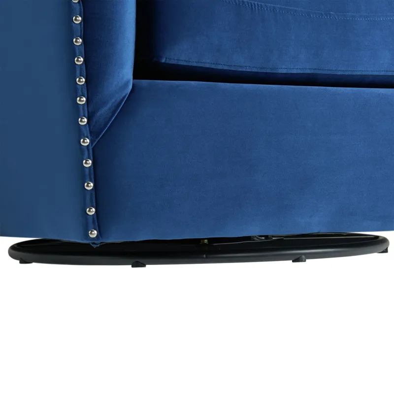 Stanton Swivel Chair In Mercer  Navy W/nails (ISTA 3)