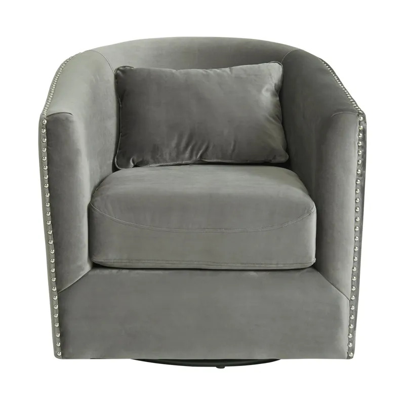 Stanton Swivel Chair In Mercer Grey W/nails (ISTA 3)