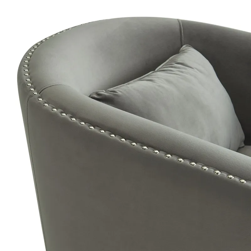Stanton Swivel Chair In Mercer Grey W/nails (ISTA 3)