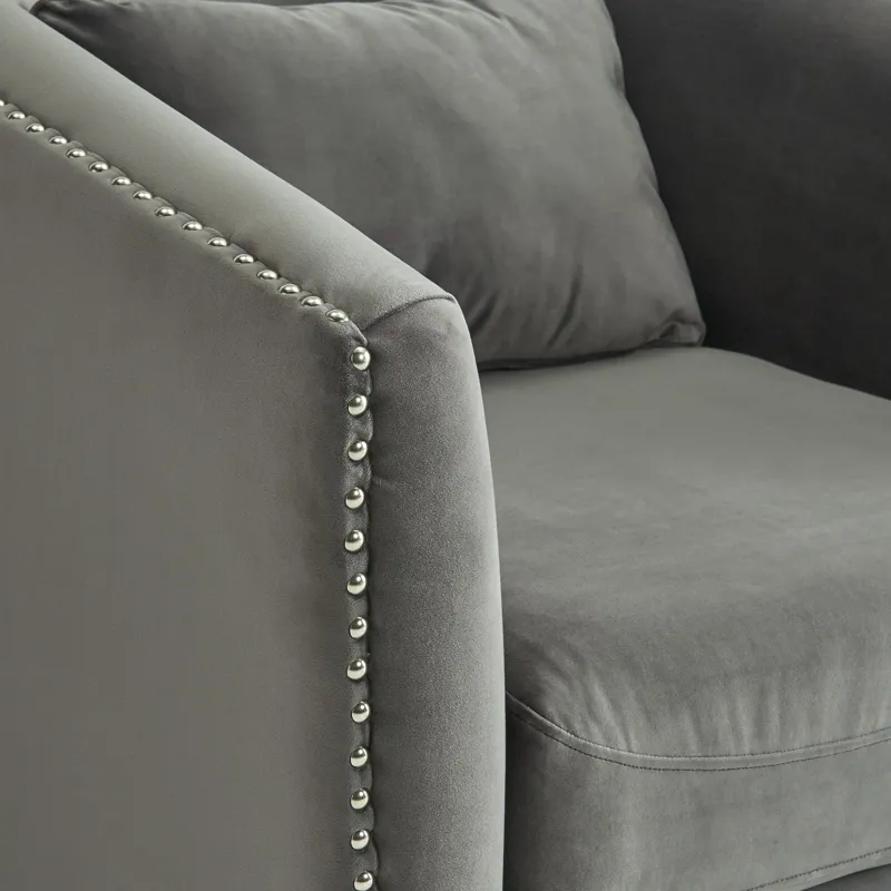 Stanton Swivel Chair In Mercer Grey W/nails (ISTA 3)