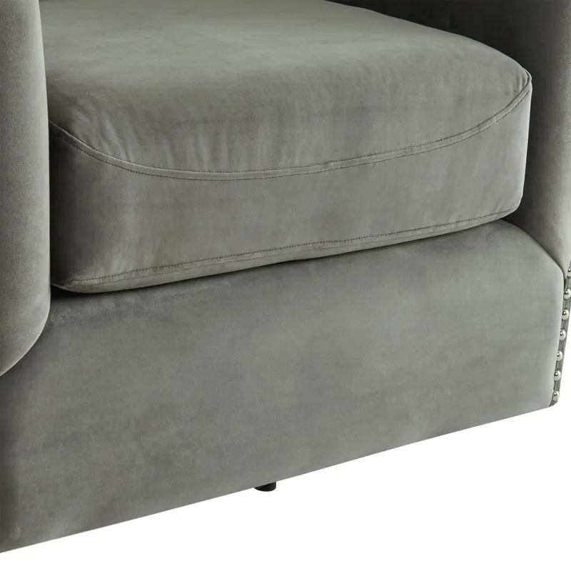 Stanton Swivel Chair In Mercer Grey W/nails (ISTA 3)
