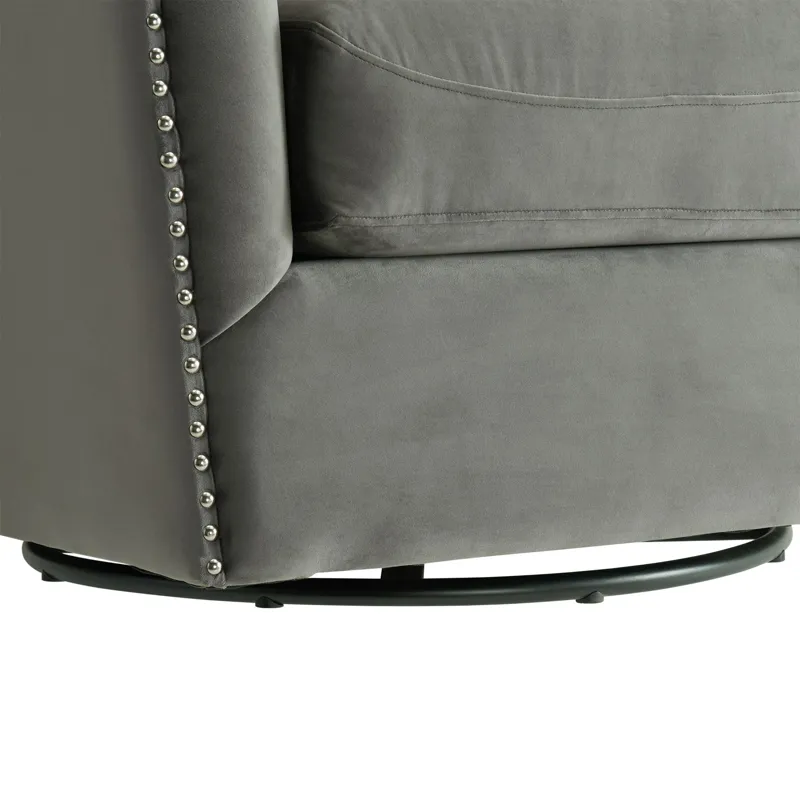 Stanton Swivel Chair In Mercer Grey W/nails (ISTA 3)
