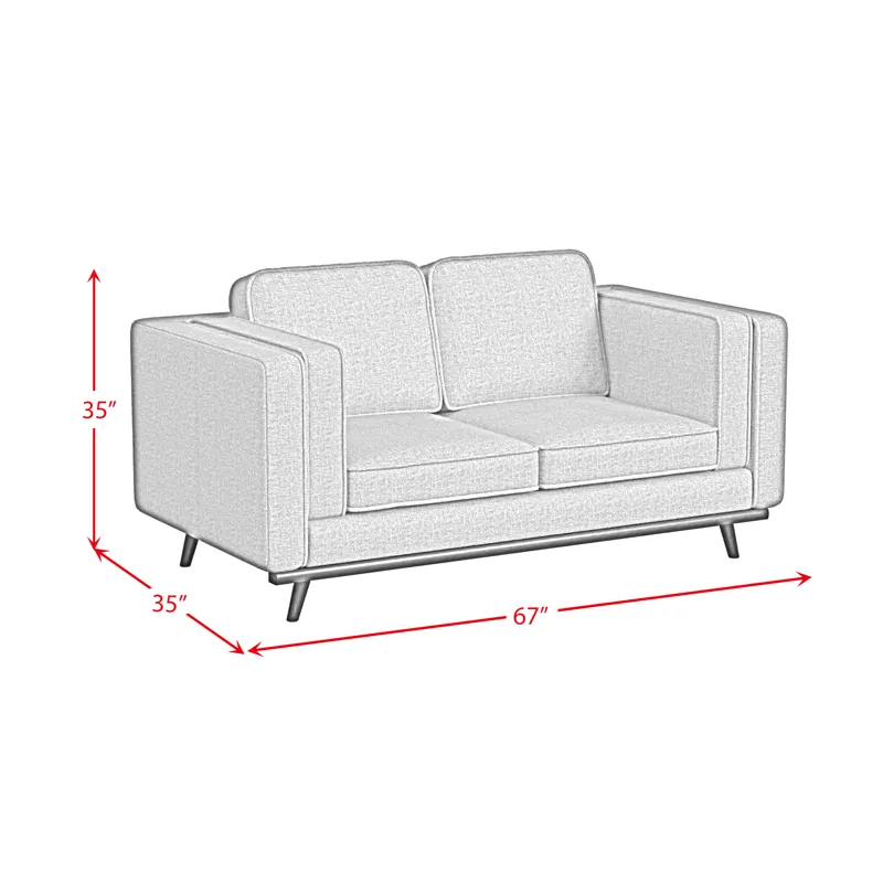 Venus Loveseat in Belfast China Seafoam with cherry finished wooden front
