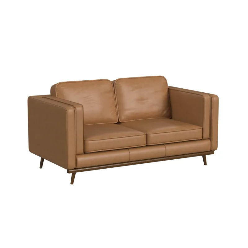 Venus Loveseat in Tex Tan with cherry finished wooden front