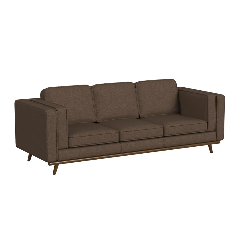 Venus Sofa in Belfast Camel with cherry finished wooden front
