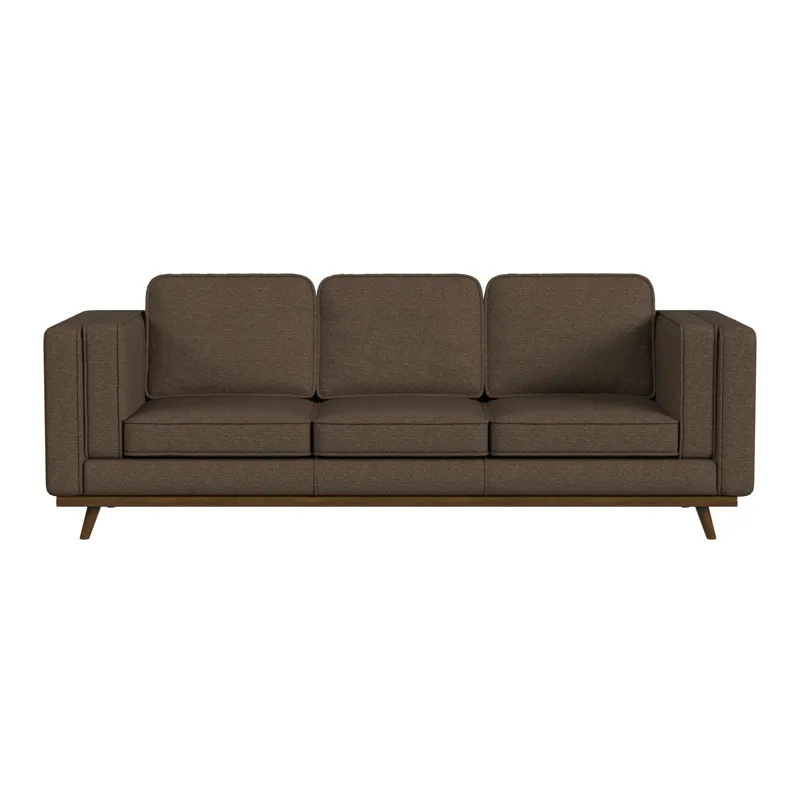 Venus Sofa in Belfast Camel with cherry finished wooden front