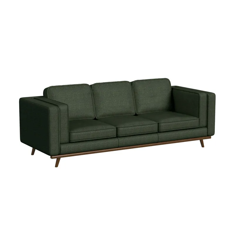 Venus Sofa in Belfast China Light Green with cherry finished wooden front