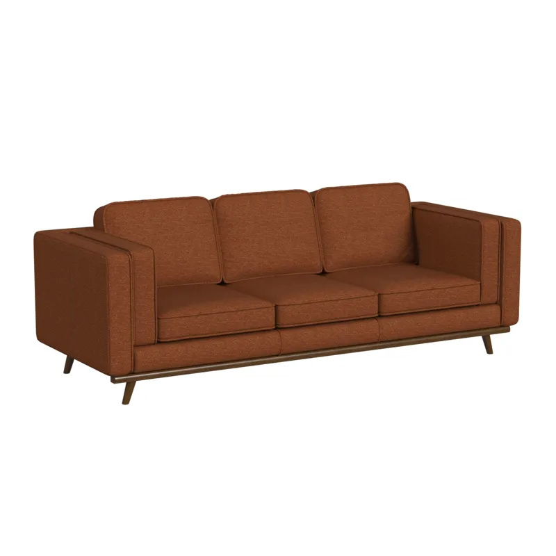 Venus Sofa in Belfast China Orange with cherry finished wooden front