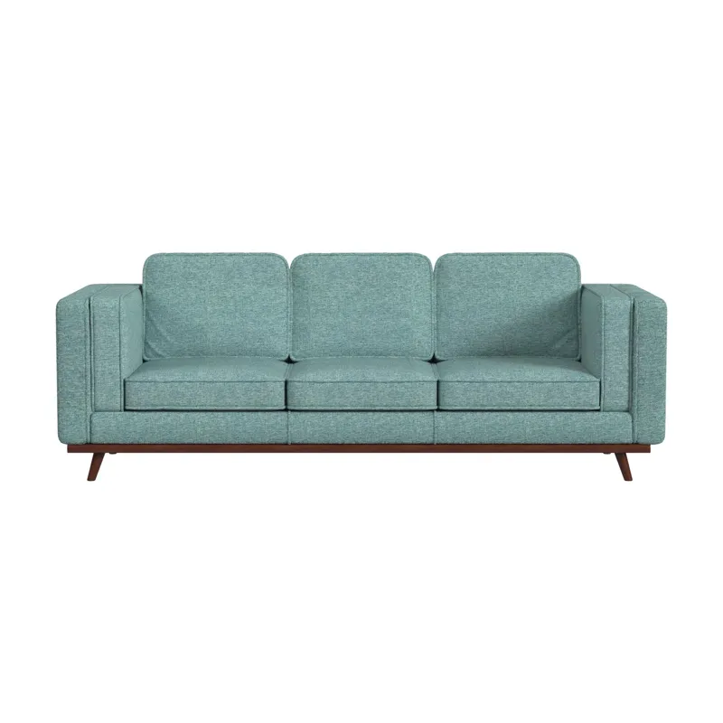 Venus Sofa in Belfast China Seafoam with cherry finished wooden front